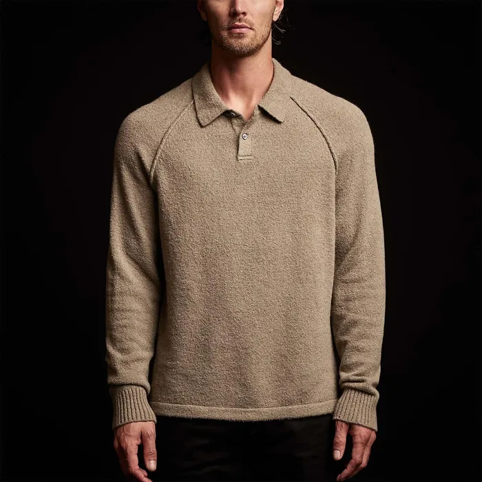 MEN James Perse POLOSNOVELTY TOPS Bayshore Cashmere Blend Polo Khaki