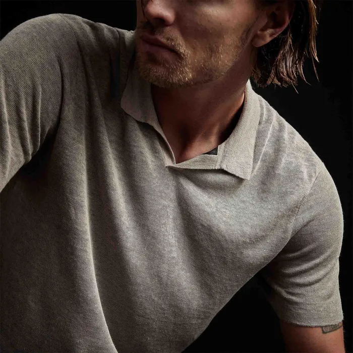 MEN James Perse POLOSNOVELTY TOPS Double Layer Linen Polo Naturalblack