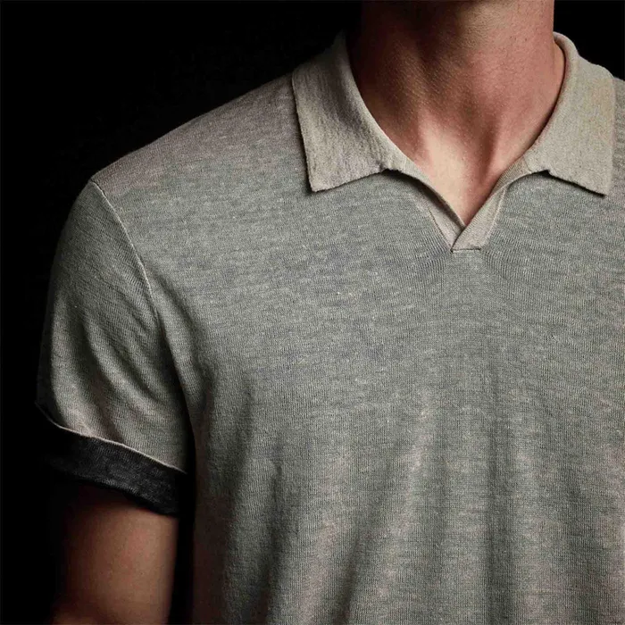 MEN James Perse POLOSNOVELTY TOPS Double Layer Linen Polo Naturalblack