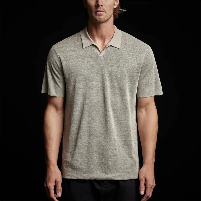MEN James Perse POLOSNOVELTY TOPS Double Layer Linen Polo Naturalblack