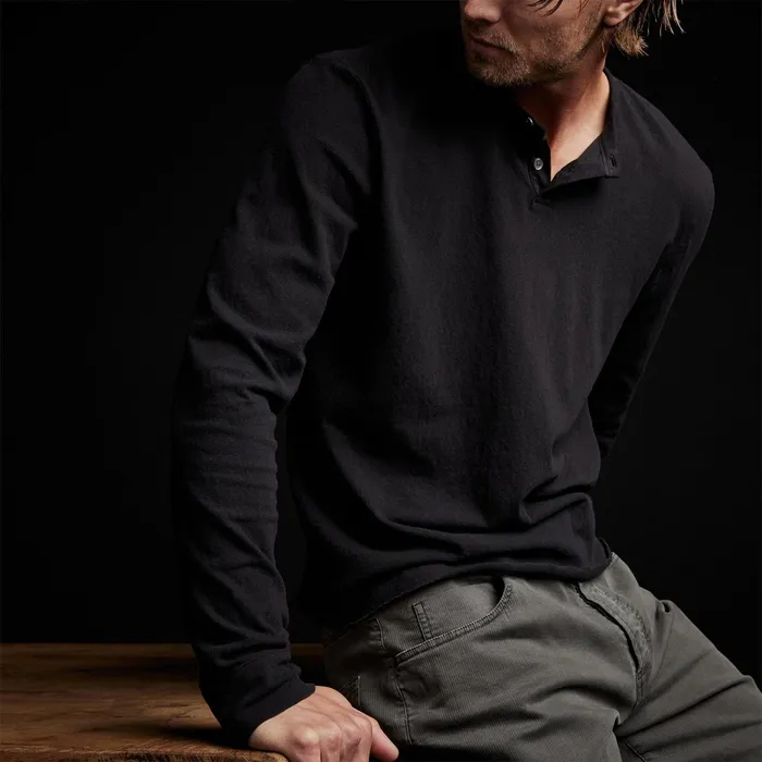 MEN James Perse POLOSNOVELTY TOPS Ranch Henley Black