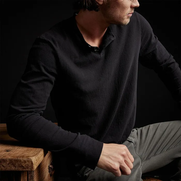 MEN James Perse POLOSNOVELTY TOPS Ranch Henley Black