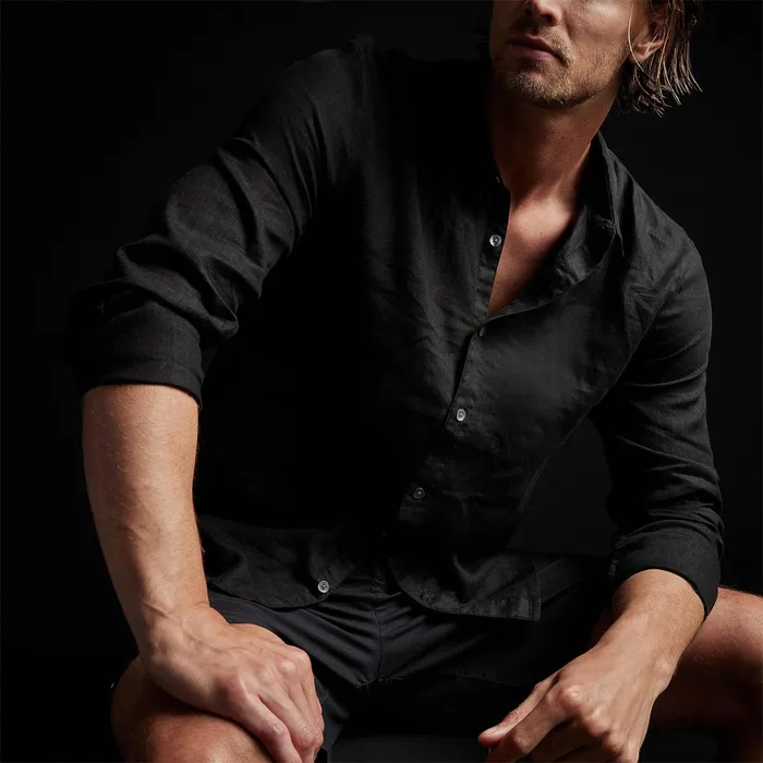 MEN James Perse SHIRTING Classic Linen Shirt Black