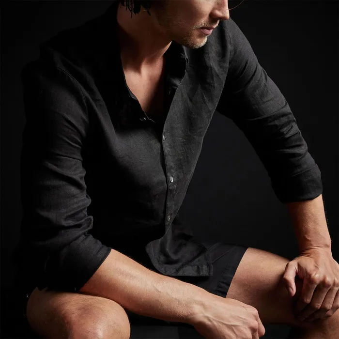 MEN James Perse SHIRTING Classic Linen Shirt Black