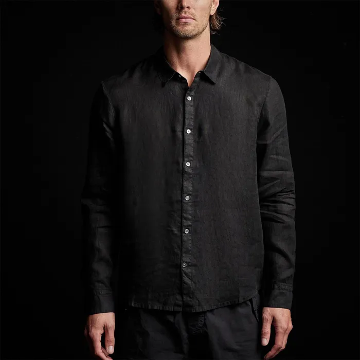 MEN James Perse SHIRTING Classic Linen Shirt Black