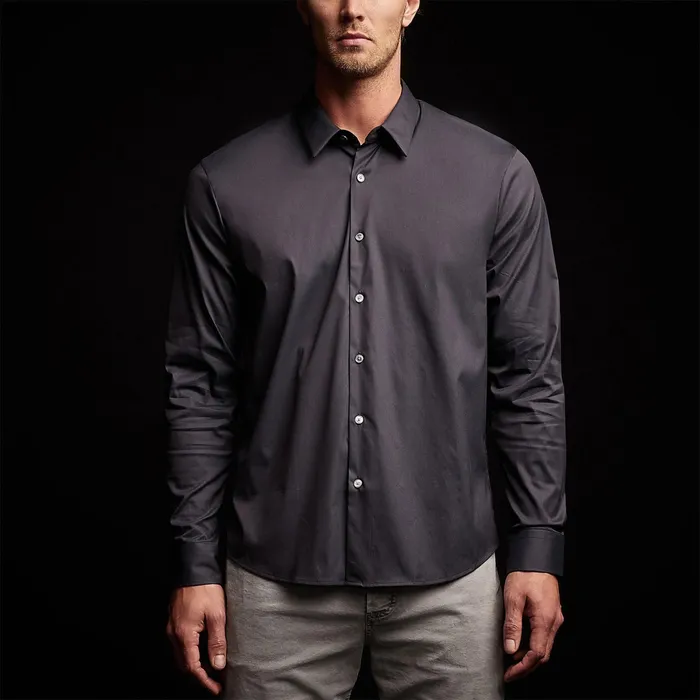 MEN James Perse SHIRTING Matte Stretch Poplin Dress Shirt Navy