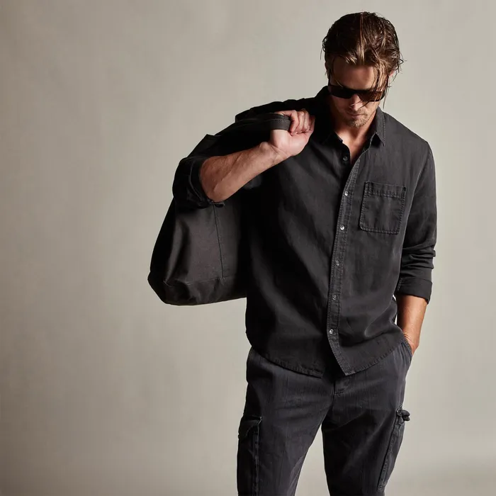 MEN James Perse SHIRTING Sierra Cotton Linen Shirt Magma Pigment