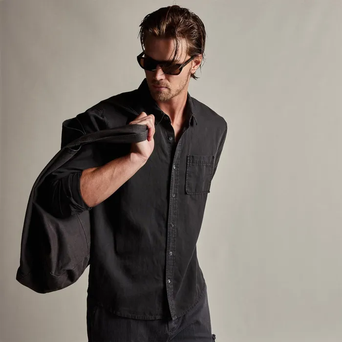 MEN James Perse SHIRTING Sierra Cotton Linen Shirt Magma Pigment