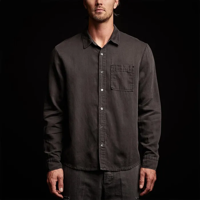 MEN James Perse SHIRTING Sierra Cotton Linen Shirt Magma Pigment