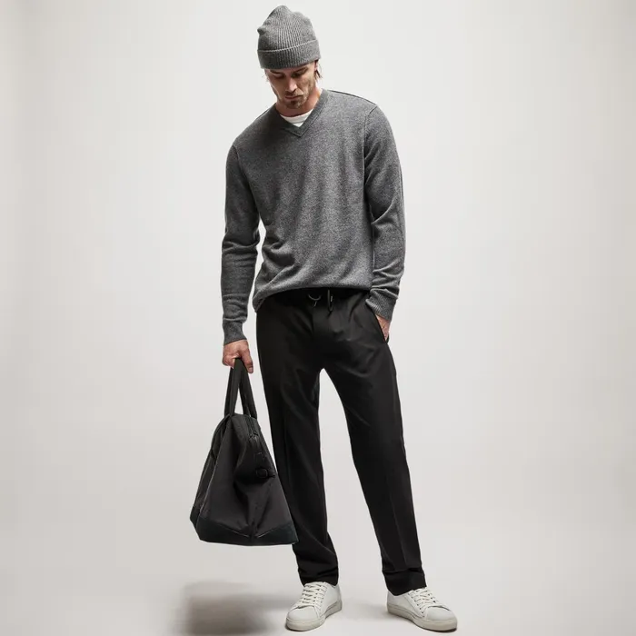 MEN James Perse SWEATERS Cashmere V Neck Sweater Flannel