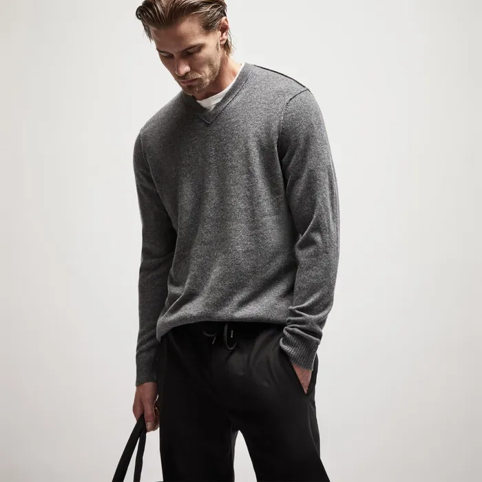 MEN James Perse SWEATERS Cashmere V Neck Sweater Flannel