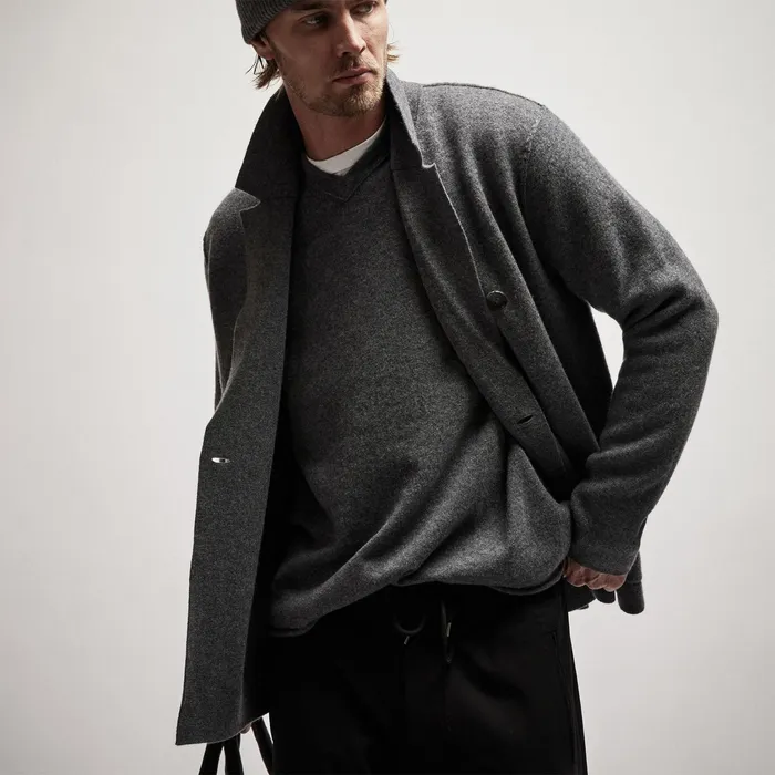 MEN James Perse SWEATERS Cashmere V Neck Sweater Flannel