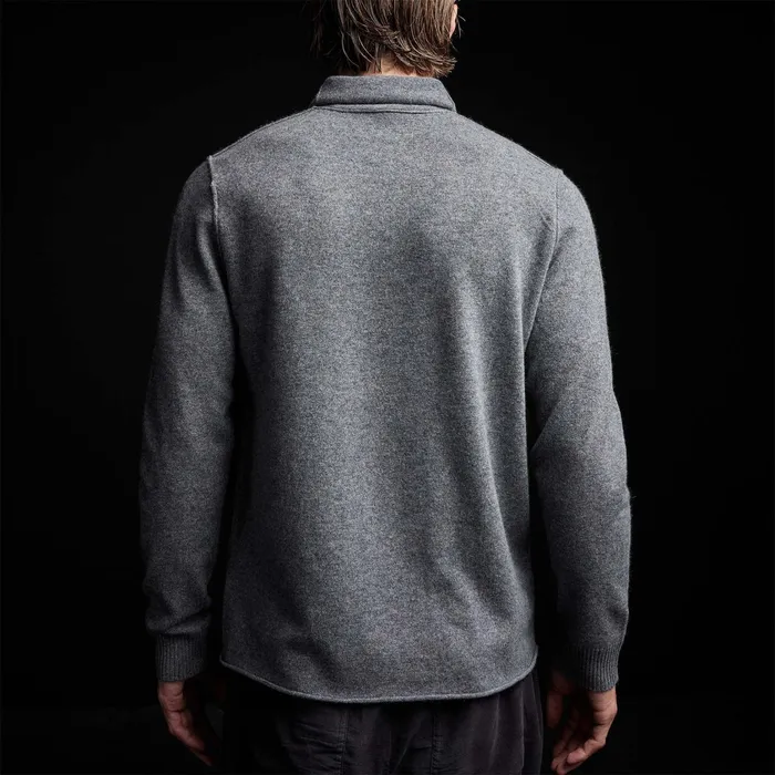 MEN James Perse SWEATERS Recycled Cashmere Funnel Neck Grey Felt