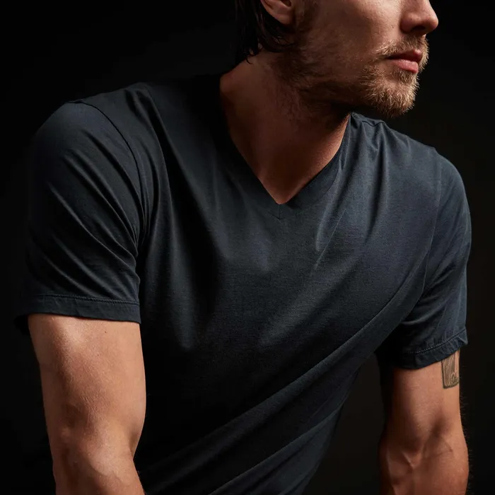 MEN James Perse TSHIRTS Luxe Lotus Jersey V Neck French Navy