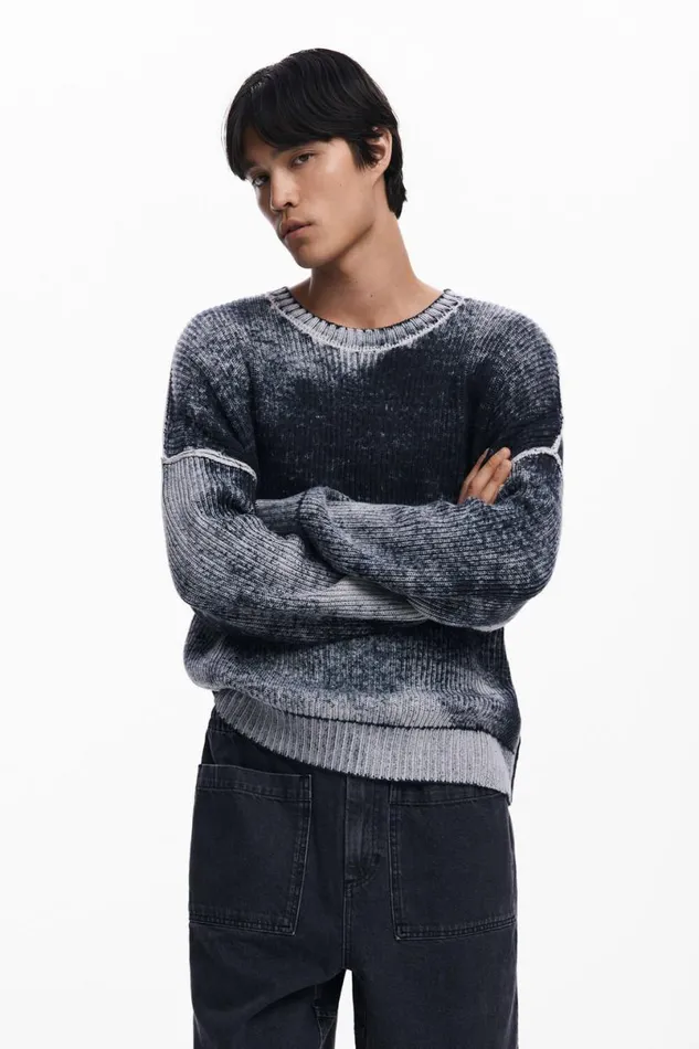 Men Jumpers And Sweatshirts Desigual Distressed Knit Sweater