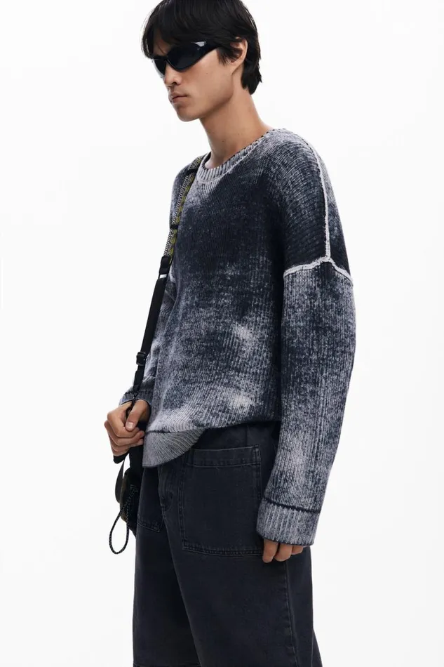 Men Jumpers And Sweatshirts Desigual Distressed Knit Sweater