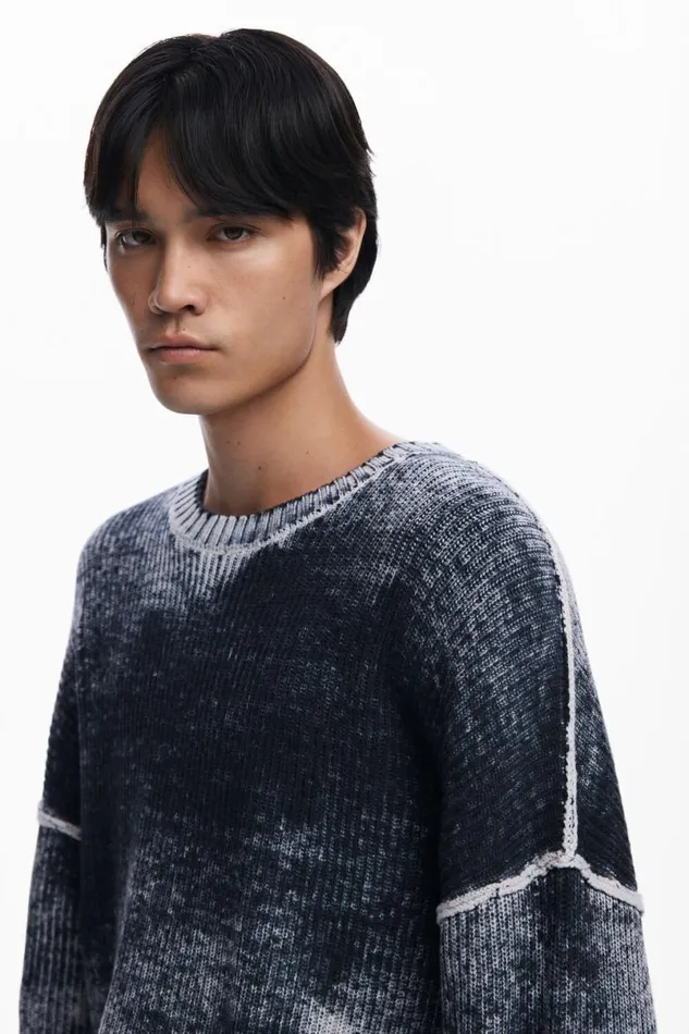 Men Jumpers And Sweatshirts Desigual Distressed Knit Sweater