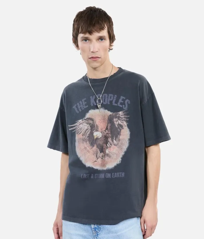 Men Knits and Tees THE KOOPLES Black Tshirt With Serigraphy Men Knits and Tees THE KOOPLES Black Tshirt With Serigraphy