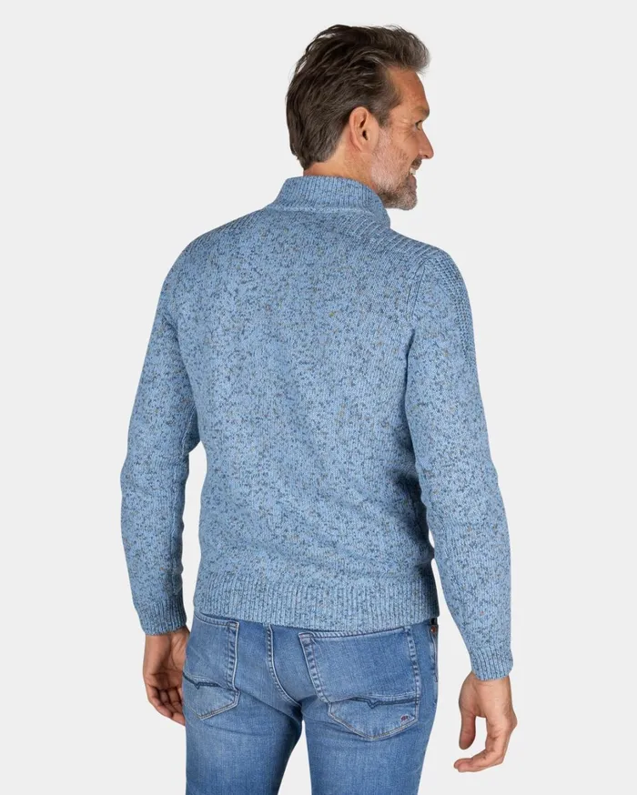 Men Knitwear NZA New Zealand Auckland Blue Knitted HalfZip Sweater 8211 Frozen Blue