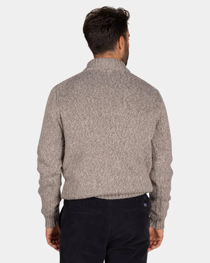 Men Knitwear NZA New Zealand Auckland Mottled Light Brown Wool Pullover 8211 Chestnut