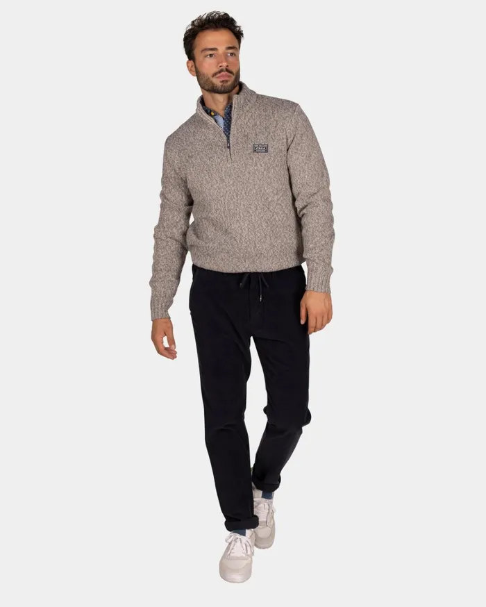 Men Knitwear NZA New Zealand Auckland Mottled Light Brown Wool Pullover 8211 Chestnut