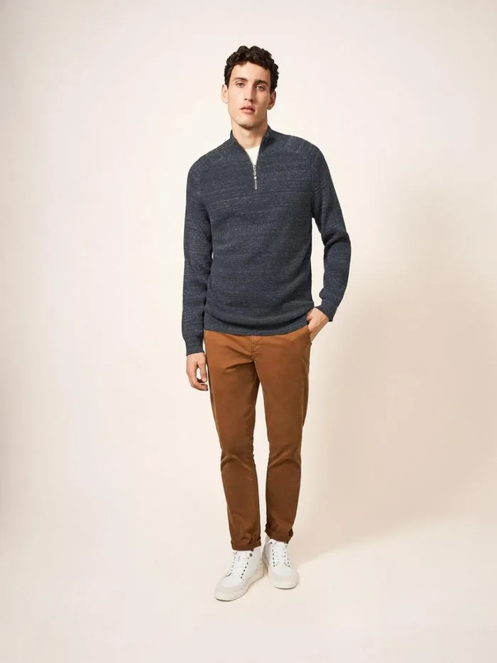Men KNITWEAR White Stuff Barmouth Zip Neck Jumper Dark Grey