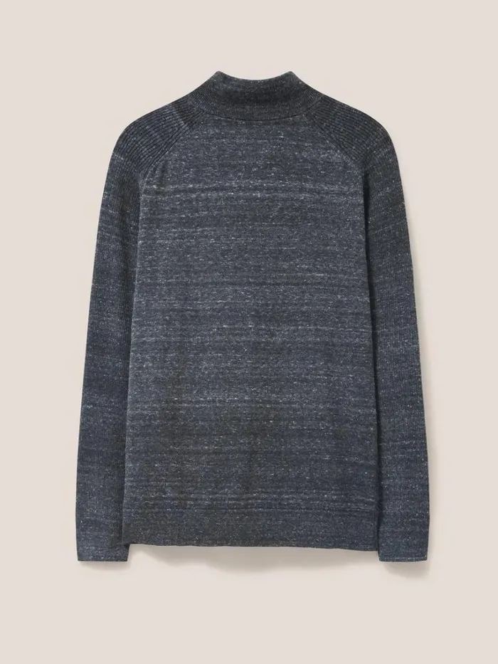 Men KNITWEAR White Stuff Barmouth Zip Neck Jumper Dark Grey Men KNITWEAR White Stuff Barmouth Zip Neck Jumper Dark Grey