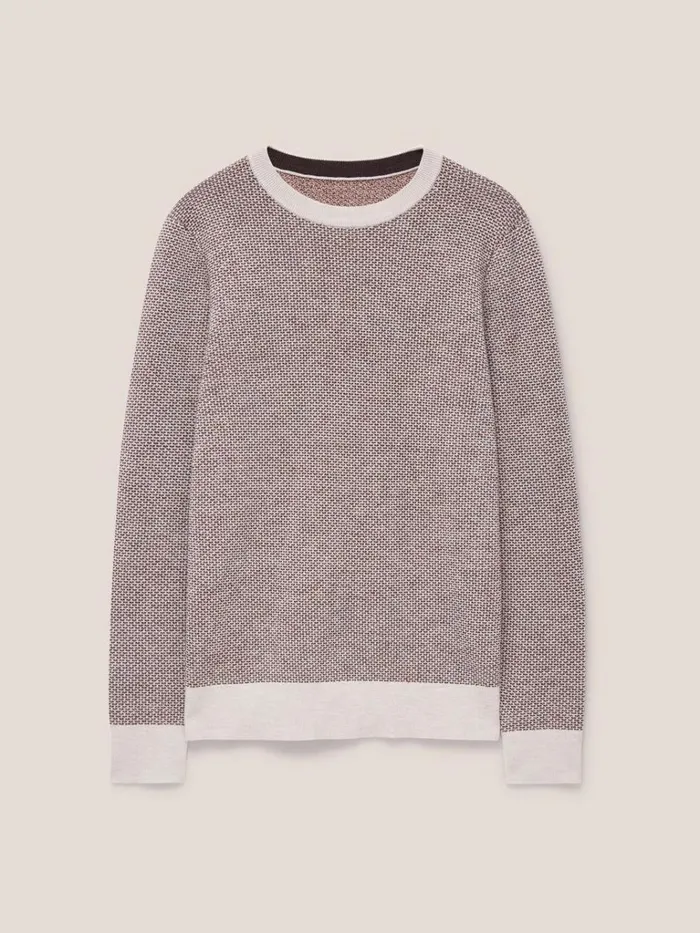Men KNITWEAR White Stuff Newport Merino Wool Jumper Dark Natural Men KNITWEAR White Stuff Newport Merino Wool Jumper Dark Natural
