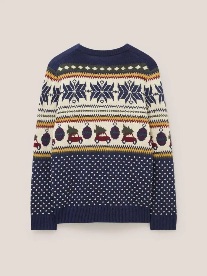 Men KNITWEAR White Stuff Novelty Fairisle Crew Navy Multi