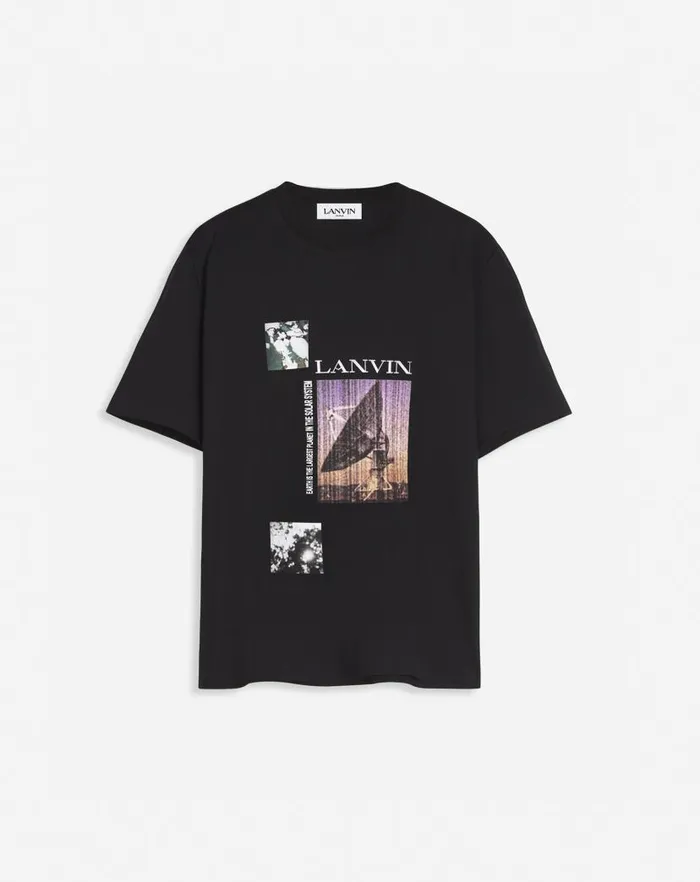 Men Lanvin Coats and Jackets Unisex Printed Tshirt Black