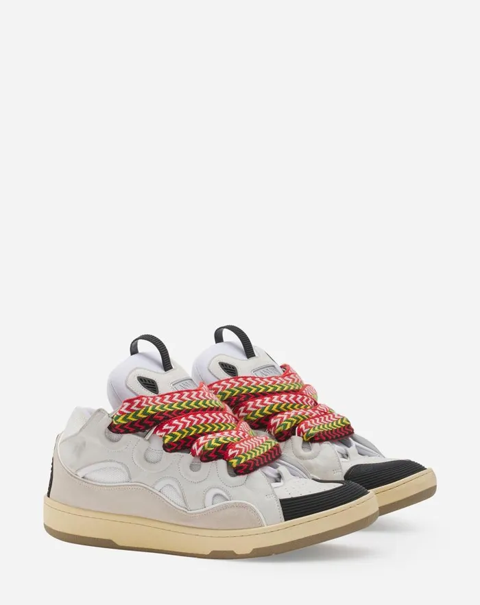 Men Lanvin Curb Leather Curb Sneakers White Men Lanvin Curb Leather Curb Sneakers White