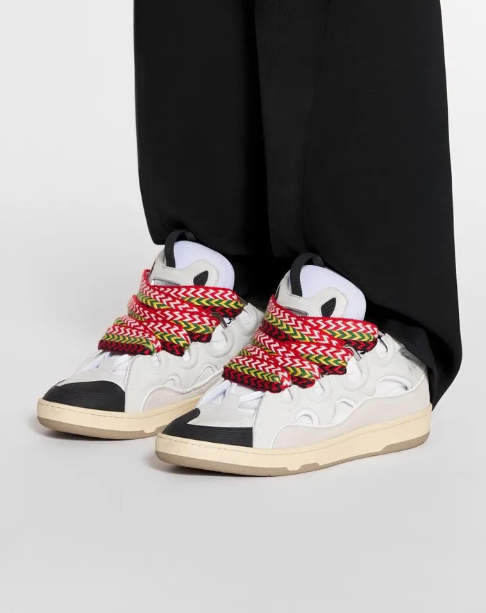 Men Lanvin Curb Leather Curb Sneakers White Men Lanvin Curb Leather Curb Sneakers White