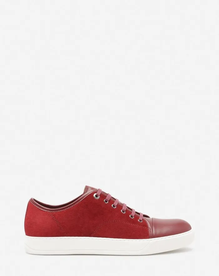 Men Lanvin DBB1 Dbb1 Leather And Suede Sneakers Burgundy