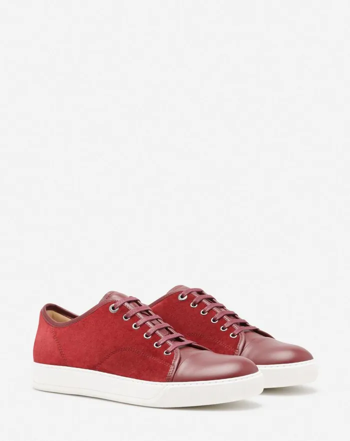 Men Lanvin DBB1 Dbb1 Leather And Suede Sneakers Burgundy