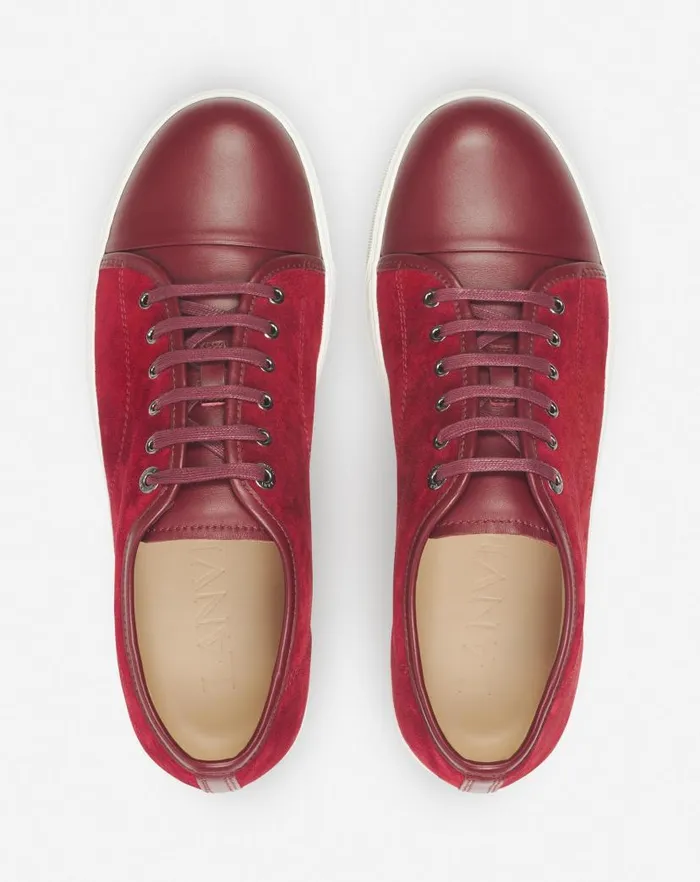 Men Lanvin DBB1 Dbb1 Leather And Suede Sneakers Burgundy