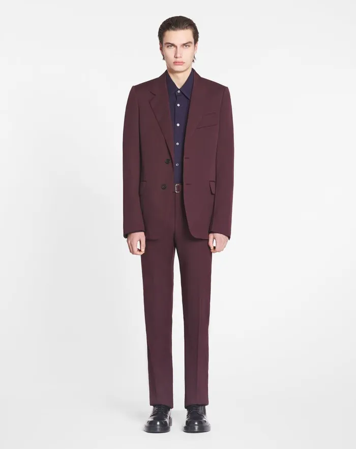 Men Lanvin Pants and Shorts Suit Pants With Belt Burgundy Men Lanvin Pants and Shorts Suit Pants With Belt Burgundy