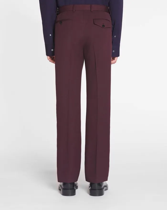 Men Lanvin Pants and Shorts Suit Pants With Belt Burgundy Men Lanvin Pants and Shorts Suit Pants With Belt Burgundy