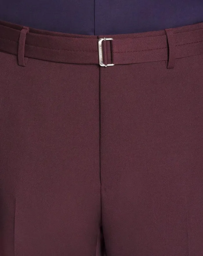 Men Lanvin Pants and Shorts Suit Pants With Belt Burgundy Men Lanvin Pants and Shorts Suit Pants With Belt Burgundy
