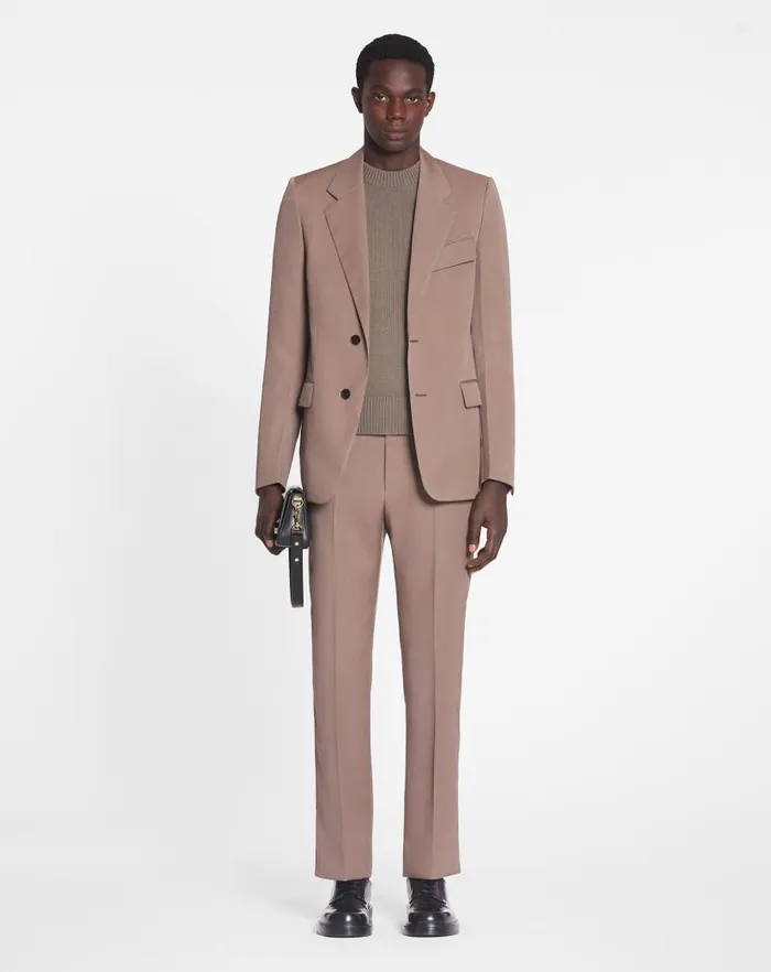 Men Lanvin Pants and Shorts Suit Pants With Belt Marron Glace Men Lanvin Pants and Shorts Suit Pants With Belt Marron Glace