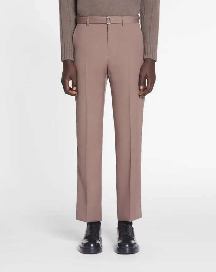 Men Lanvin Pants and Shorts Suit Pants With Belt Marron Glace Men Lanvin Pants and Shorts Suit Pants With Belt Marron Glace