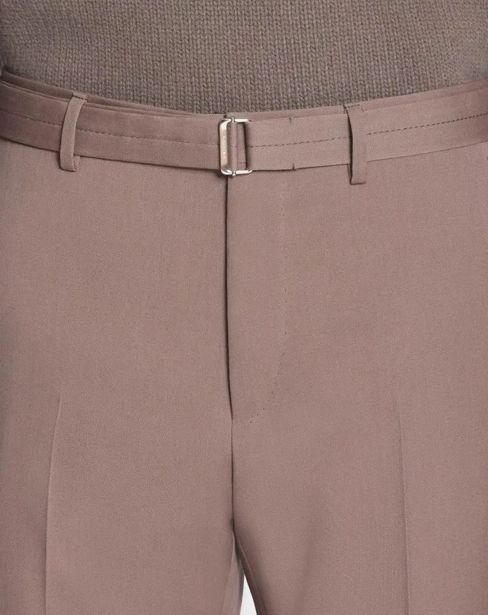 Men Lanvin Pants and Shorts Suit Pants With Belt Marron Glace Men Lanvin Pants and Shorts Suit Pants With Belt Marron Glace