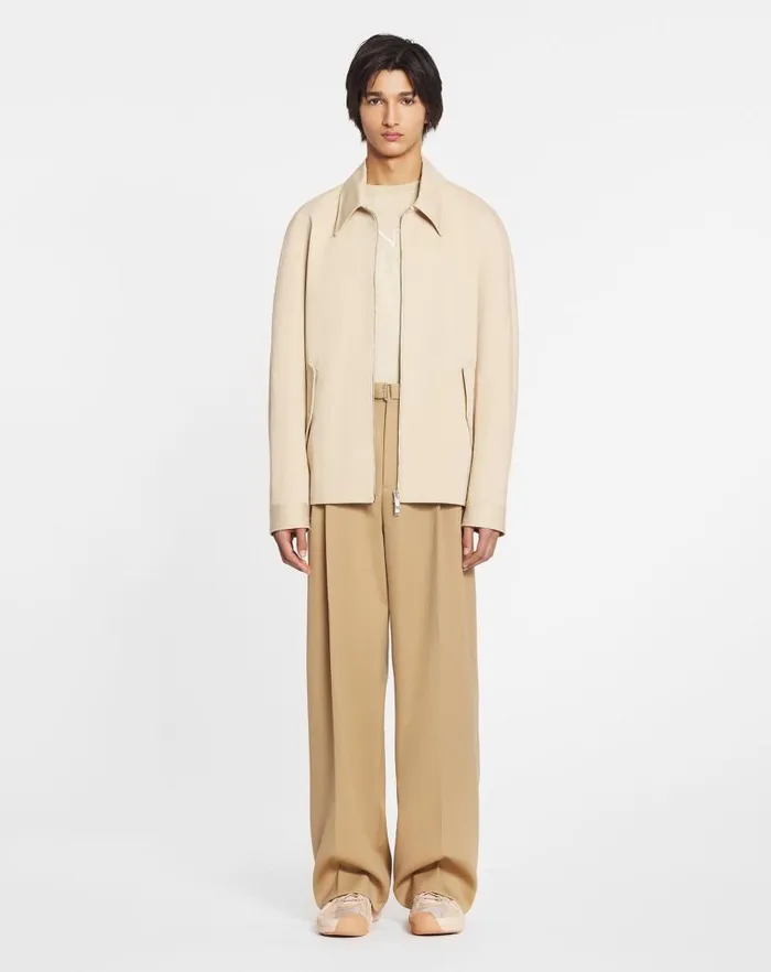 Men Lanvin Pants and Shorts Wideleg Doublepleated Pants Camel
