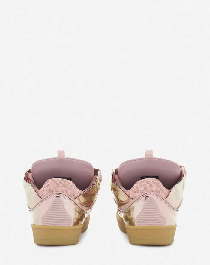 Men Lanvin Sneakers Curb Sneakers In Metallic Leather Dusty Rose Men Lanvin Sneakers Curb Sneakers In Metallic Leather Dusty Rose