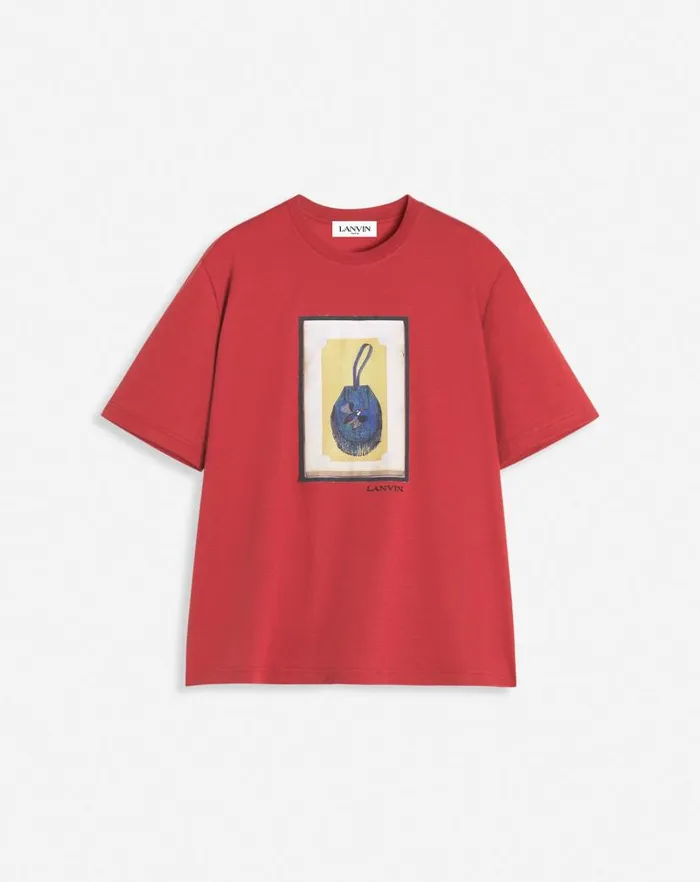 Men Lanvin Tshirts and Polos Classic Tshirt With An Archives Print Turkish Red