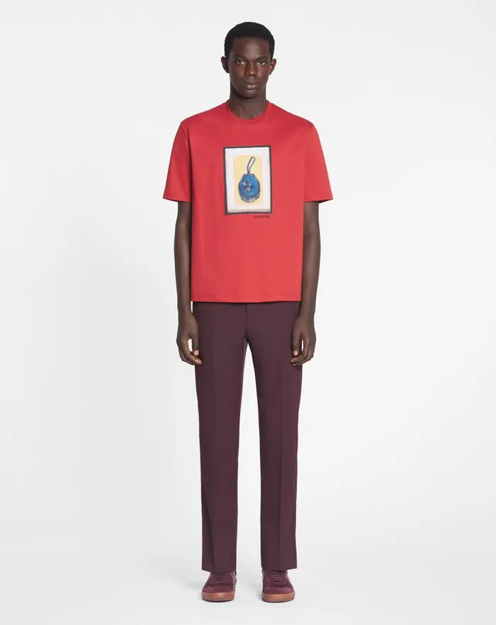 Men Lanvin Tshirts and Polos Classic Tshirt With An Archives Print Turkish Red