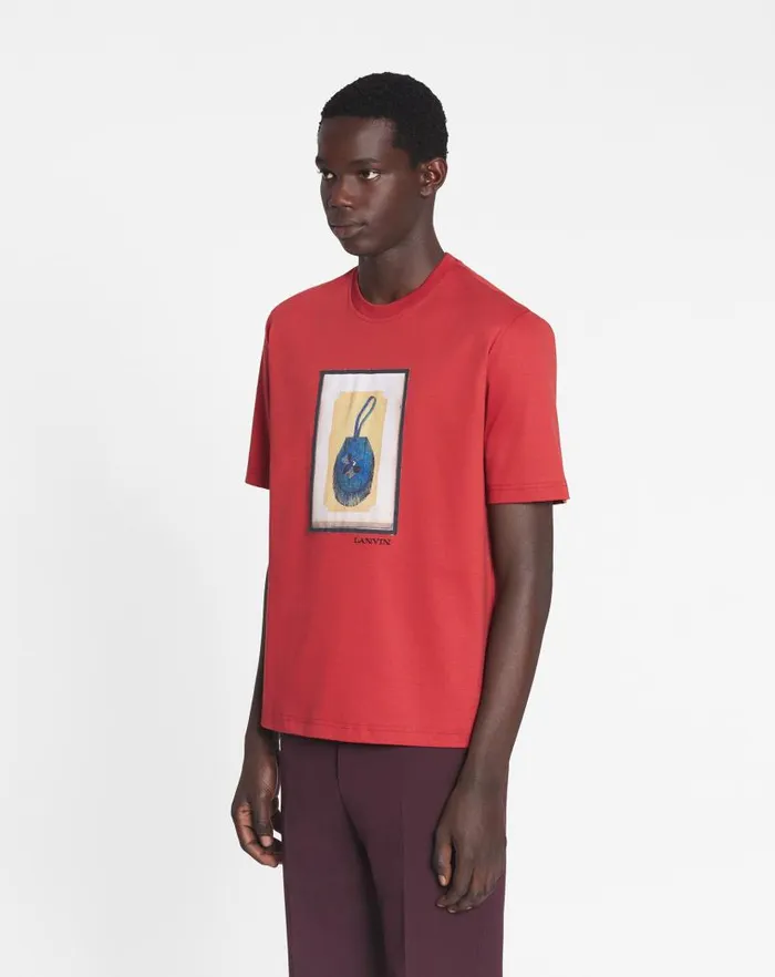 Men Lanvin Tshirts and Polos Classic Tshirt With An Archives Print Turkish Red