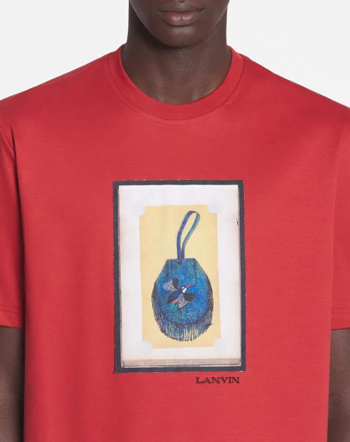 Men Lanvin Tshirts and Polos Classic Tshirt With An Archives Print Turkish Red
