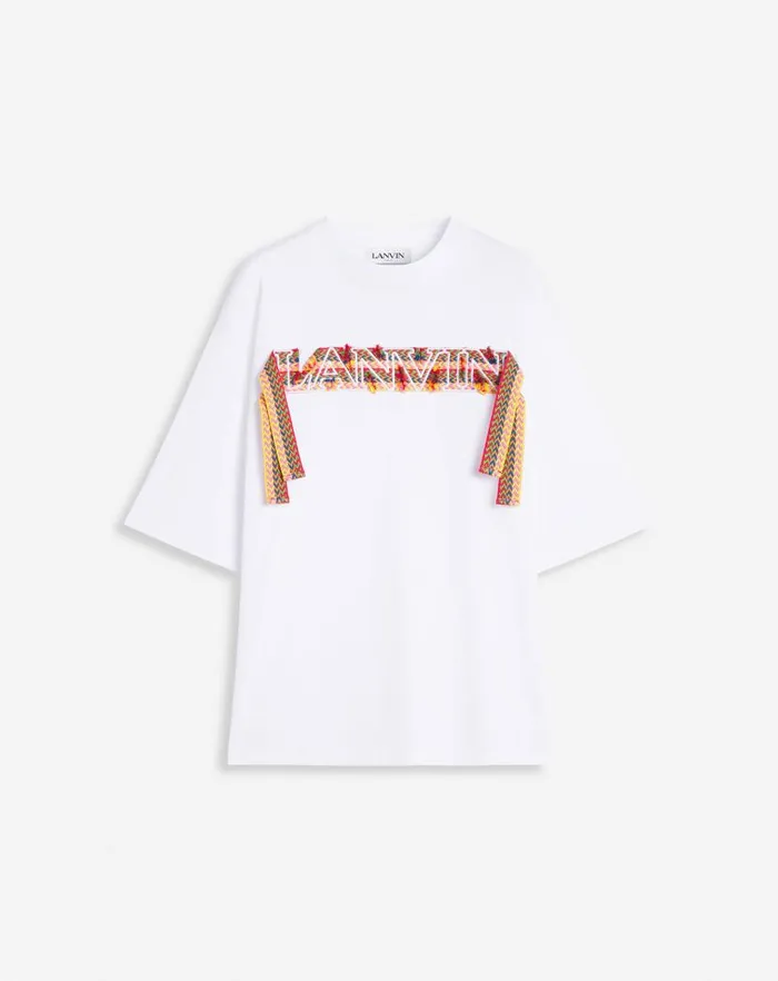 Men Lanvin Tshirts and Polos Curb Lace Lanvin Oversized Tshirt Optic White