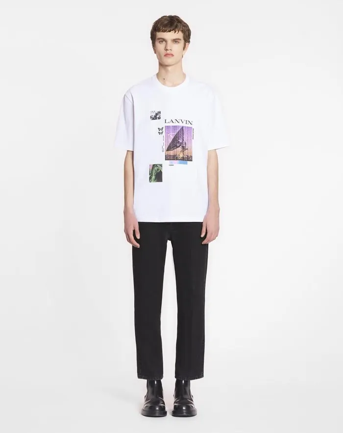 Men Lanvin Tshirts and Polos Unisex Printed Tshirt Optic White Men Lanvin Tshirts and Polos Unisex Printed Tshirt Optic White
