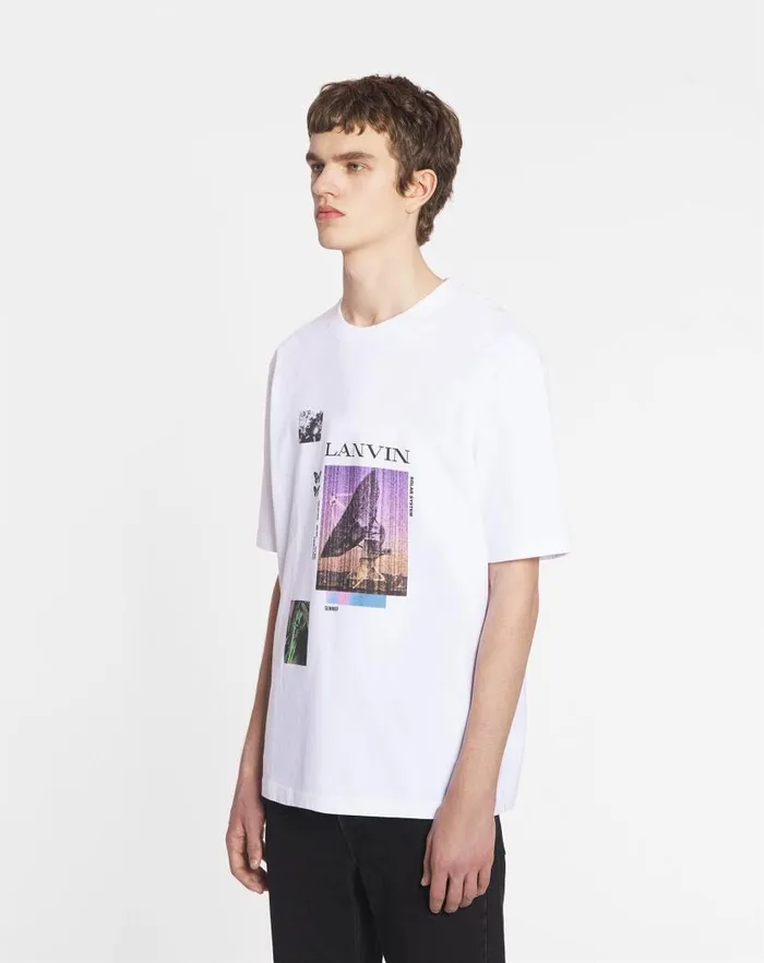 Men Lanvin Tshirts and Polos Unisex Printed Tshirt Optic White Men Lanvin Tshirts and Polos Unisex Printed Tshirt Optic White